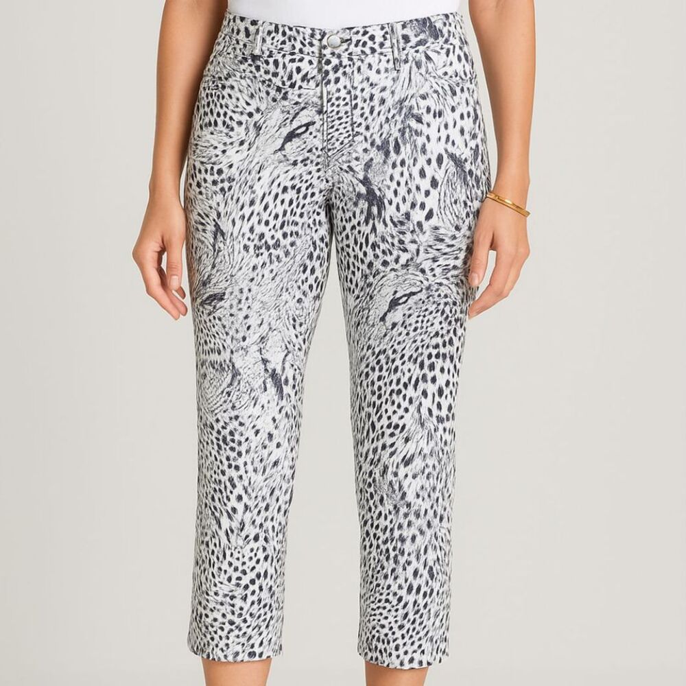 Chico's Monochrome Animal-Print Cropped Pants